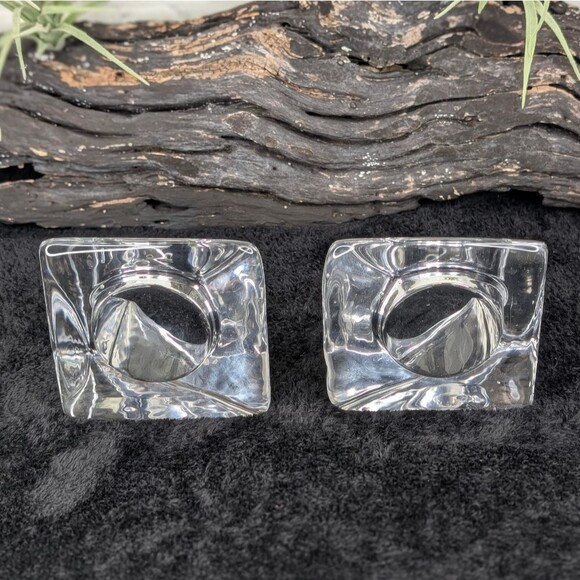 1960’s Pair of Nybro Sweden Volcano Crystal Candleholder Bookends - Picture 3 of 11